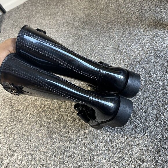 RED VALENTINO BLACK BOW MID-CALF RUBBER RAIN BOOTS SIZE 36 US 6 - Picture 8 of 10